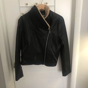 Asos waterfall faux Sherpa collar moto jacket